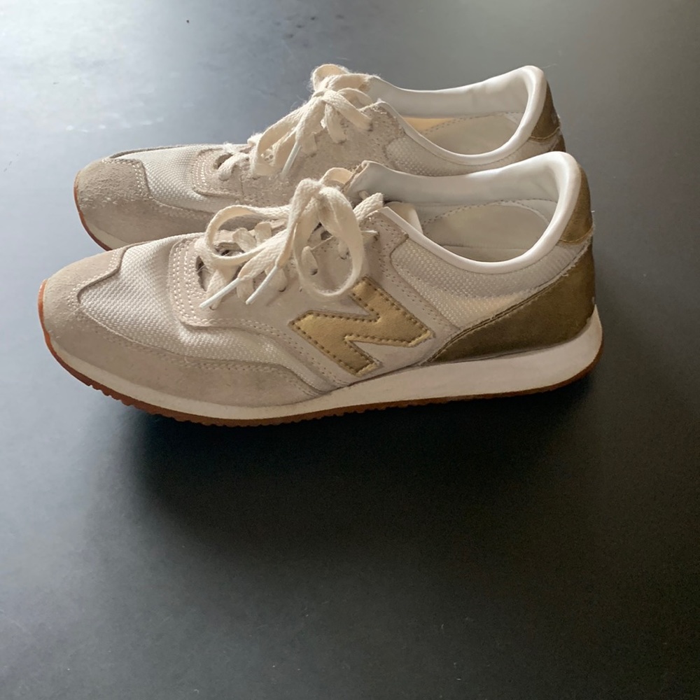 New Balance gold and cream